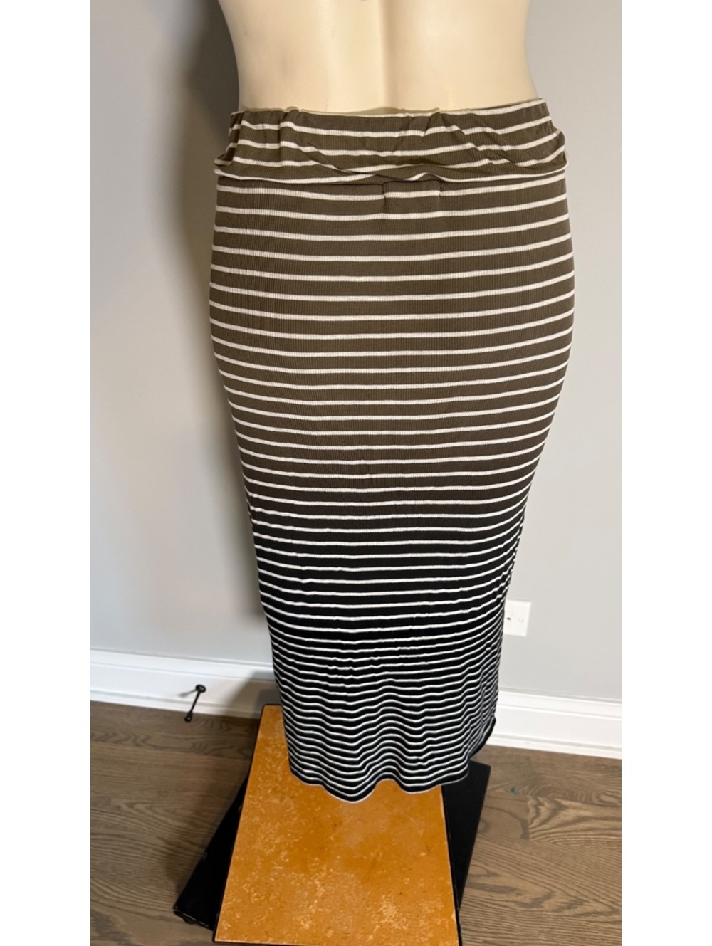 ATM Striped Midi Pencil Skirt with Ombre Effect